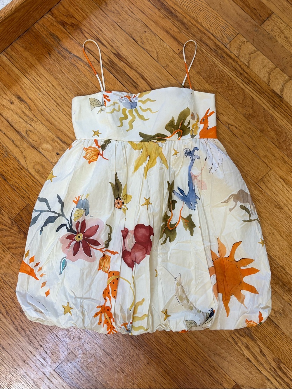 ZARA voluminous mini whimsical printed bubble dress cottage femme romantic small